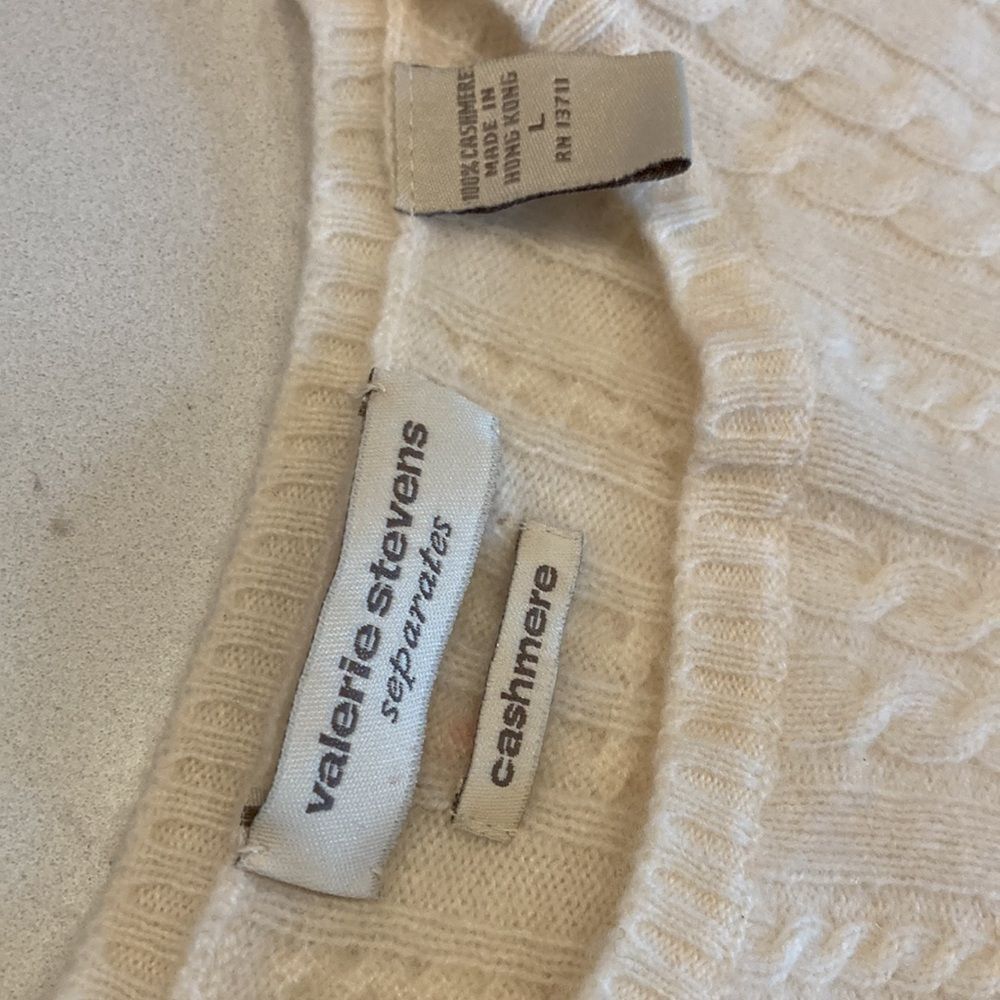 Valerie Stevens Brushed Cashmere Vintage Cable Knit Sweater Size Large - Picture 6 of 7